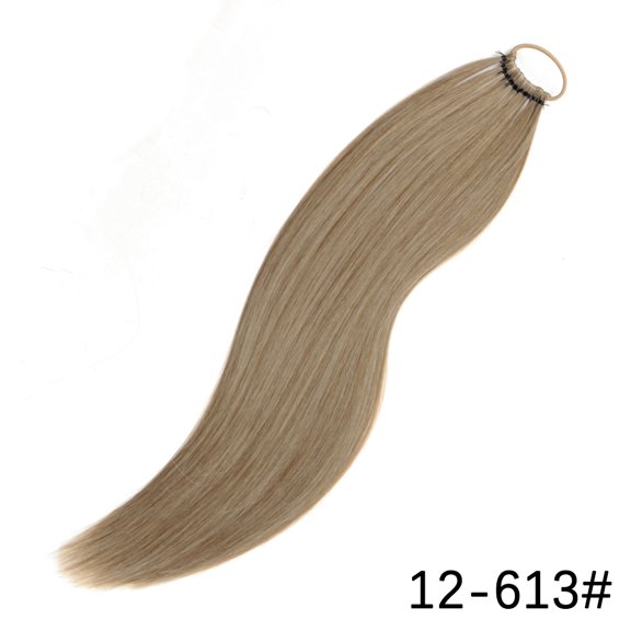Synthetic Long Straight Ponytail Hair Extensions With Elastic Hair Band 24Inch Heat Resistant Pony Hairpiece For Women Daily Use