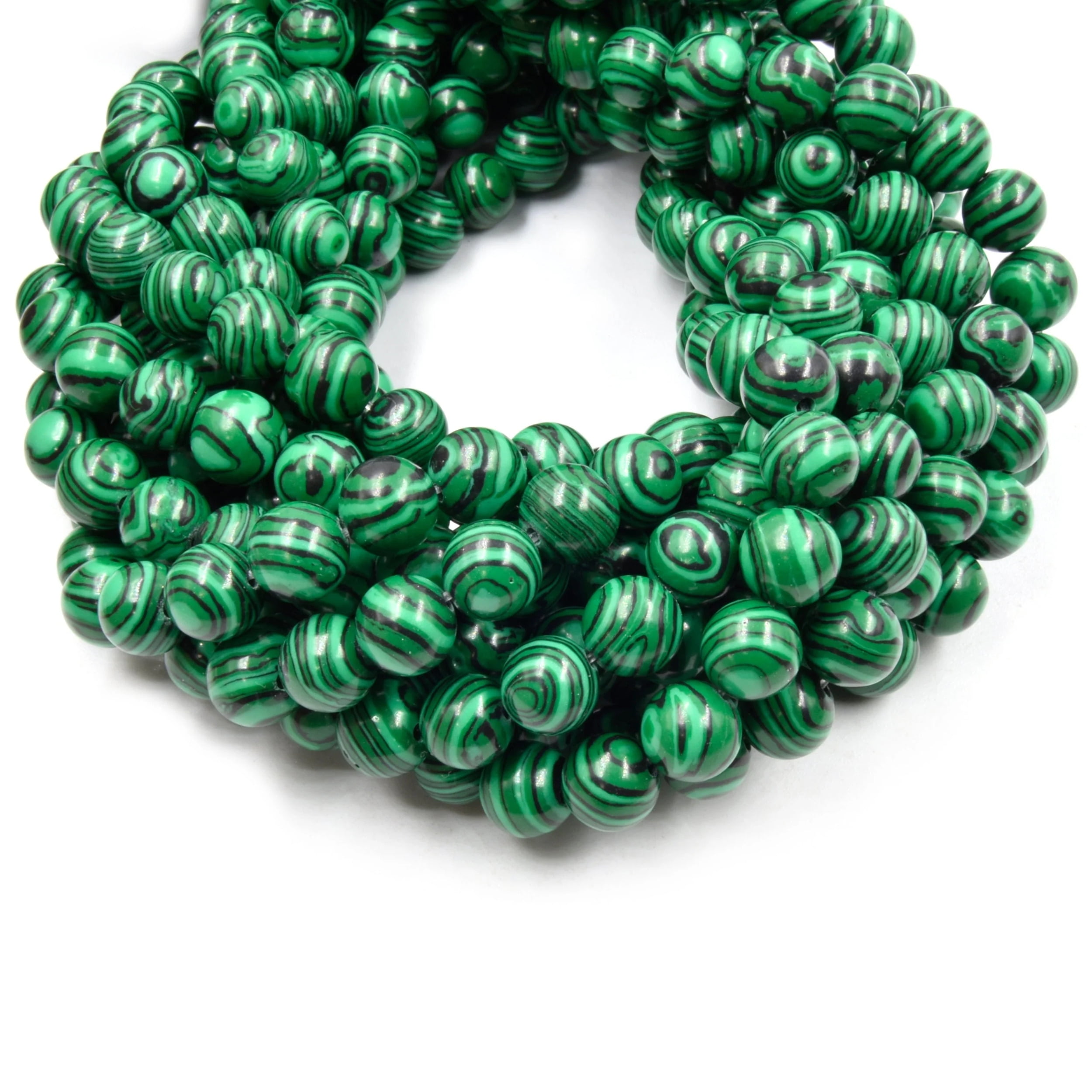 12mm Large Murano Malachite Green Candy Stripes Lampwork Crystal Glass  Round Spacer Beads For Jewerly Making Diy Accessories