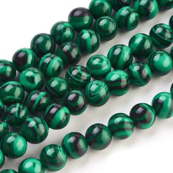 Synthetic Malachite Beads Strands Dyed Round Green 6mm Hole: 1.2mm