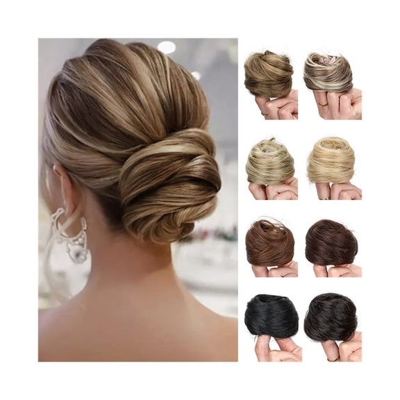 Synthetic Messy Bun Hairpiece - Curly Donut Chignon for Women - 3 Inch High Temperature Fiber Hair Bun