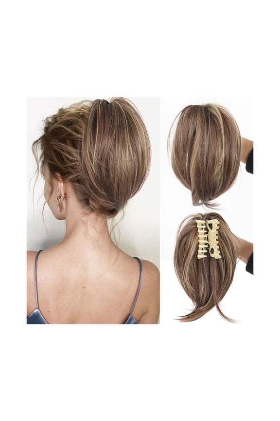Synthetic Messy Bun Scrunchies Synthetic Straight Chignon Claw Clip in Ponytail Hairpiece