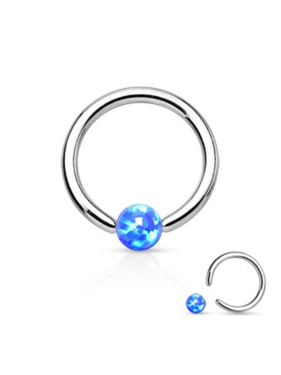 Synthetic Opal Ball 316L Surgical Steel Captive Bead WildKlass Ring