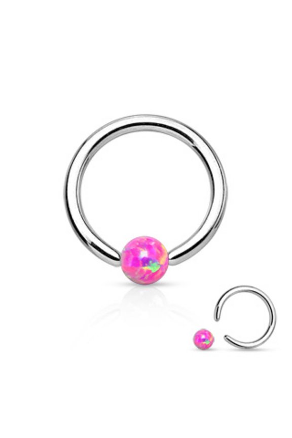 Synthetic Opal Ball 316L Surgical Steel Captive Bead WildKlass Ring