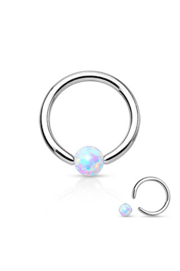 Synthetic Opal Ball 316L Surgical Steel Captive Bead WildKlass Ring
