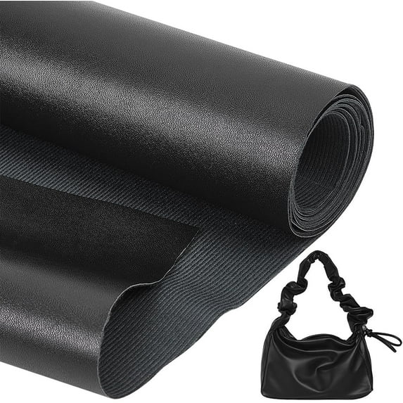 Synthetic PU Fabric Material Soft Faux Leather Sheets 1.5 Yards(14m) 0.5mm Thick Vegan Leather Fabric for Furniture Couch Chairs Car Seat Bags Clothing DIY Crafts 90cm Wide Black