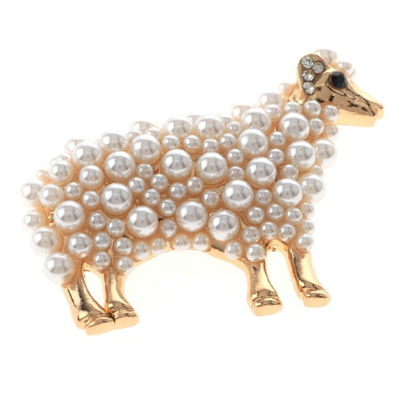 Synthetic Pearl Sheep Brooch