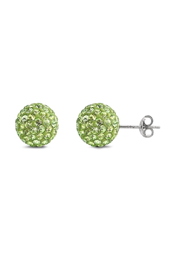 Synthetic Peridot CZ Round Ball Stud Earring Sterling Silver