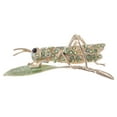thumbnail image 1 of Synthetic Peridot Green Rhinestone Crystal Insect Grasshopper Locust Leaf Big Pin Brooch, Gold, 1 of 5
