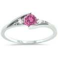 thumbnail image 1 of Synthetic Pink Topaz CZ Three Stone Wavy Ring Sterling Silver Size 5, 1 of 3