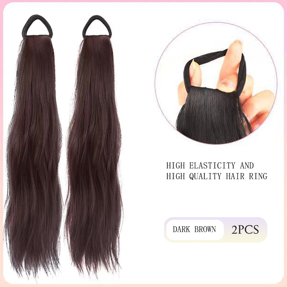 Synthetic Rubber Band Ponytail Sweet Woman Black Slightly Curly Ponytail Extension Long Heat-resistant Wig