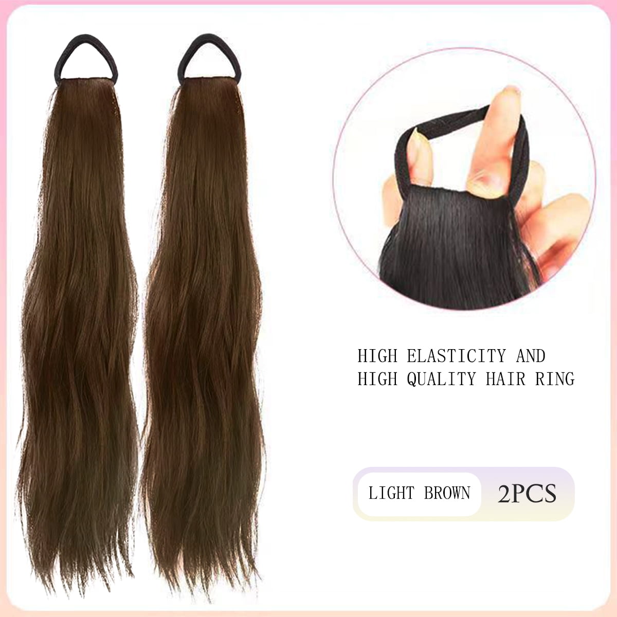 Synthetic Rubber Band Ponytail Sweet Woman Black Slightly Curly Ponytail Extension Long Heat-resistant Wig
