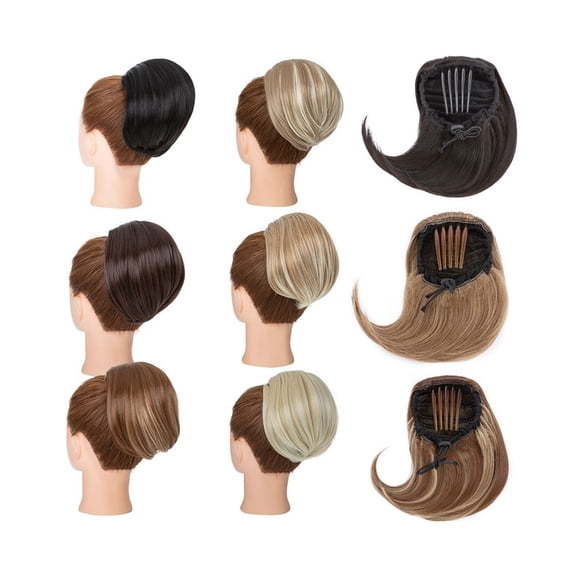 Synthetic Short Hair Bun Ponytail with Comb Clip - 12 Inch Drawstring Chignon for Effortless Style