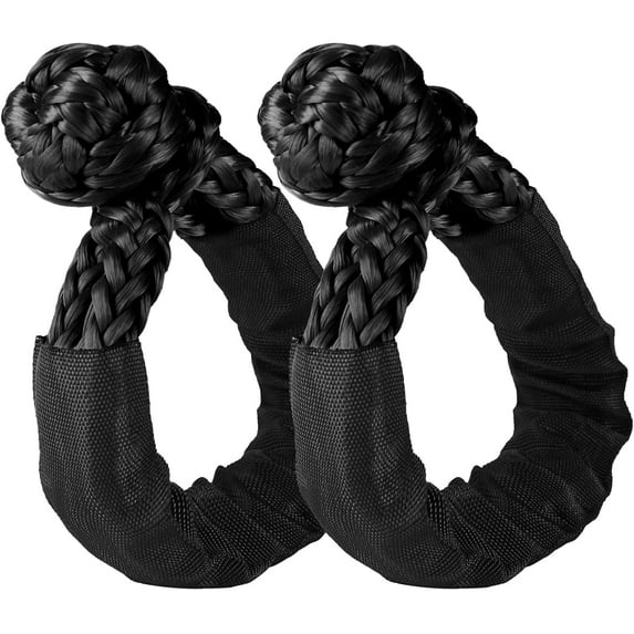 Synthetic Soft Shackle & Winch Recovery Ring Kit, 1/2'' x 22'' Recovery Soft Shackle(56,000Lbs Breaking Strength), Snatch Recovery Ring for ATV UTV Off-Road Vehicles (Shackles+ Red Ring)