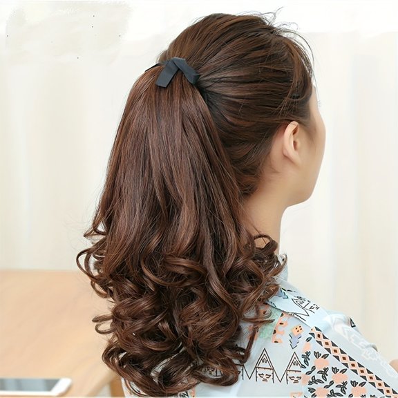 Synthetic Synthetic Wigs Short Straight Ponytail Hair Wigs with Curly Ends for Daily Wear