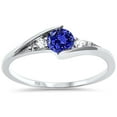 thumbnail image 1 of Synthetic Tanzanite CZ Three Stone Wavy Ring Sterling Silver Size 6, 1 of 3