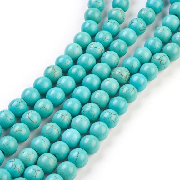 Synthetic Turquoise Beads Strands Dyed Round Light Sea Green 10mm Hole: 1mm about 800pcs/1000g