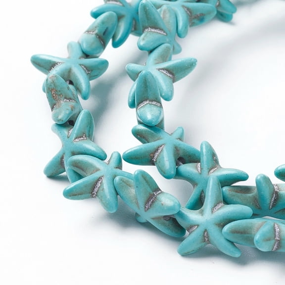 Synthetic Turquoise Beads Strands Dyed Starfish/Sea Stars Turquoise 13.5~14x13.5~14x4.5mm Hole: 1mm about 36~40pcs/strand about 15 inch