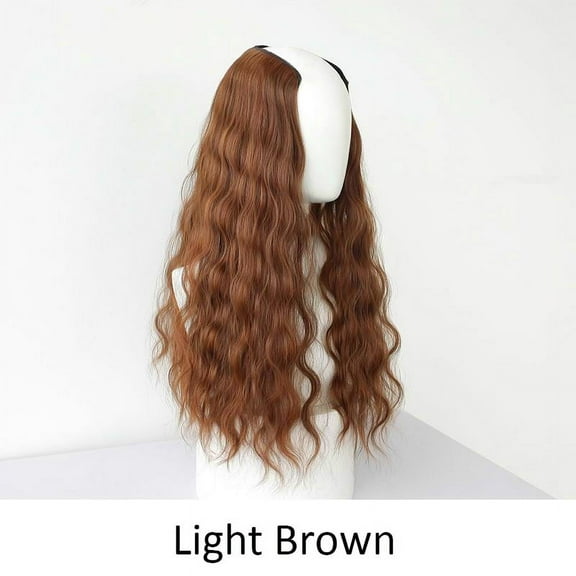 Synthetic U-Shaped corn beard wig piece clip in hair extension water ripple hairpiece black long wavy curly fake hair piece