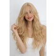 thumbnail image 1 of Synthetic Wavy Wig with Curtain Bangs,   Wave Wig for Women, 4x2" Hand-Tied Forehead Hairline Simulated Scalp Lace Wig, Glueless Synthetic Wig with Bangs, Synthetic Wig for Daily Use, 1 of 6