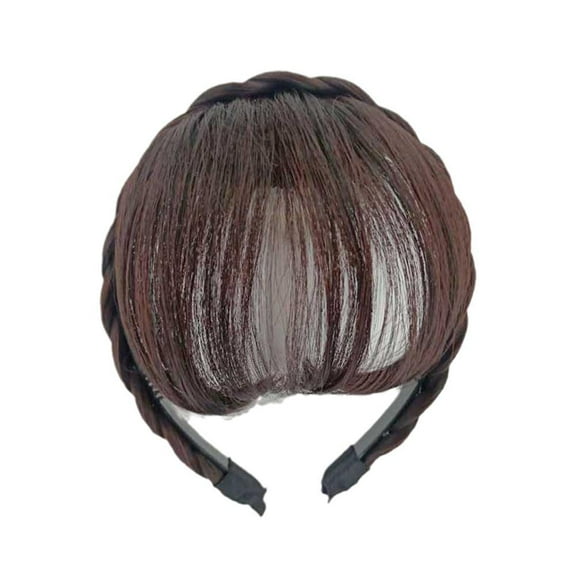 Synthetic Wig Headband Fake Bangs with W Clip for Girls and Women, Made of High Temperature Wire