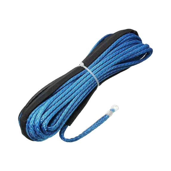 Synthetic Winch Rope 50ft Vehicles Towing Car Breakdowns Towing Winch Cable Boat , Blue