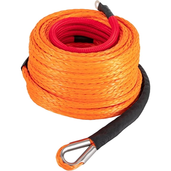 Synthetic Winch Rope Cable Kit, 3/8" x 92' ft 25500LBS Winch Line, Winch Cable Replacement with Hook Safety Pull Strap for ATV UTV SUV Truck Off Road Vehicles