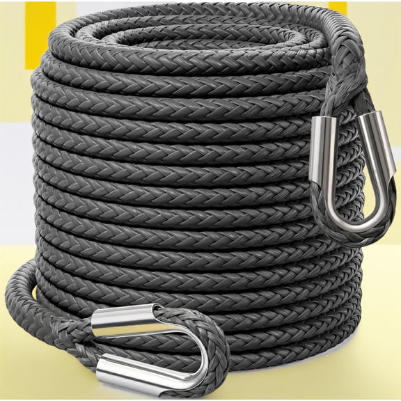 Synthetic Winch Rope Extension - 1/4'' X 50ft 10,000 LBS Heavy Duty Extension Winch Line Cable Replacement for ATV UTV Off Road Vehicle Jeep Truck - Grey