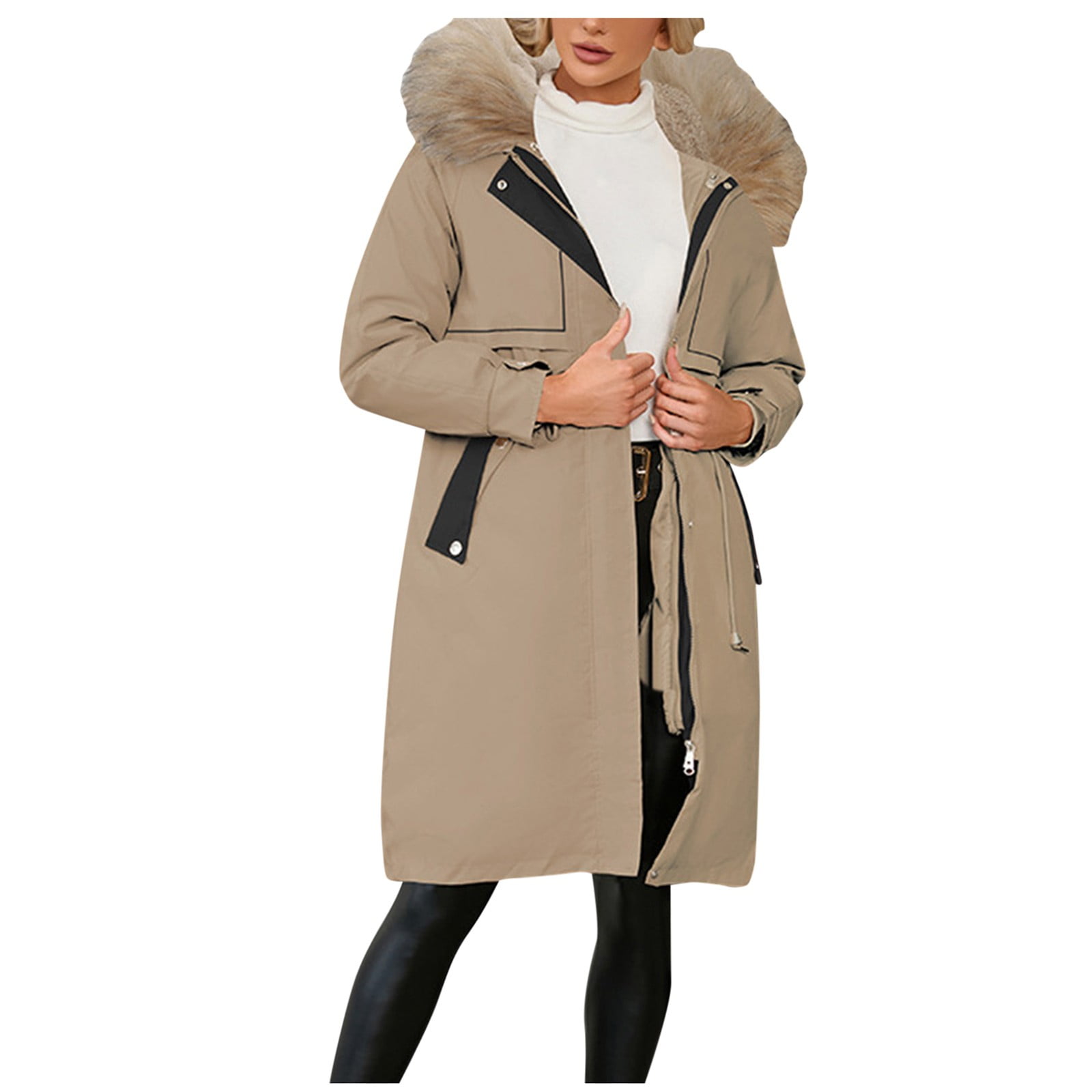 Synthetic Winter Jacket Women Casual Solid Coat Hooded Vest Zipper
