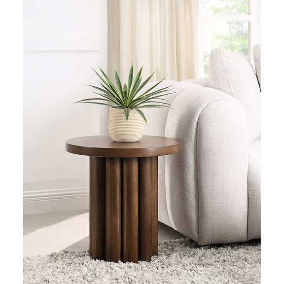 Synthetic Wood End Table In Style With Fixed Tabletop
