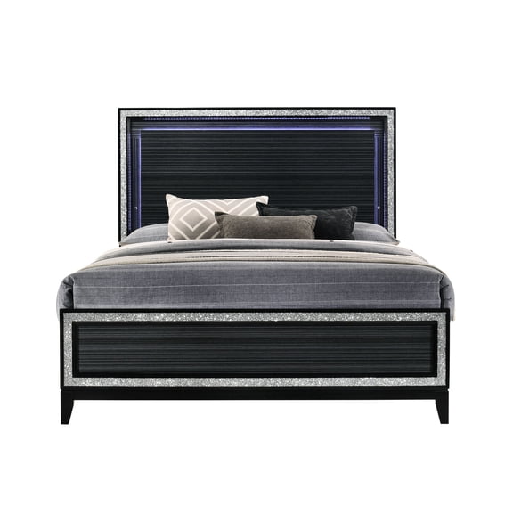 Synthetic Wood LED Queen Bed / 4 Support Legs for Stable Structure