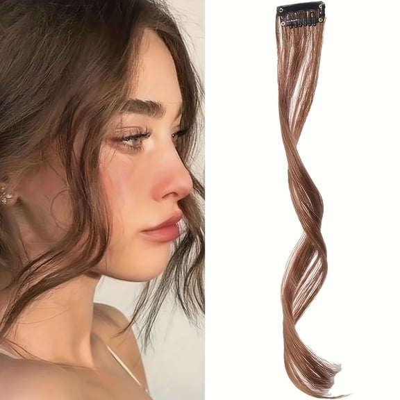 Synthetic dragon-bearded double-sided bangs with sideburn hair pieces, a must-have long curly wavy invisible clip-on bangs for daily wear -
