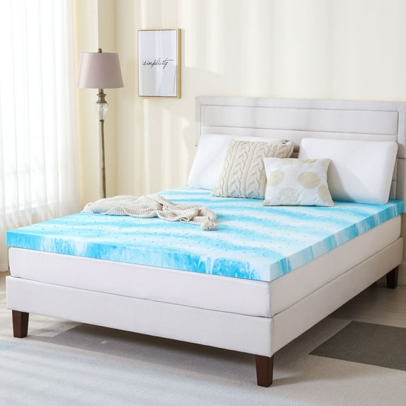 Arctus Queen Mattress Topper, 4" Memory Foam Mattress Topper, Blue