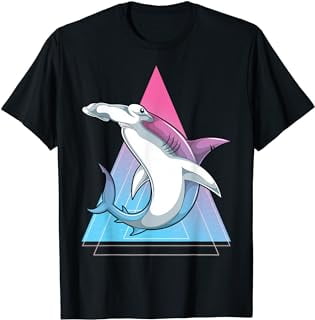 Synthwave Aesthetics Predator 90s Vaporwave Hammerhead Shark T-Shirt ...