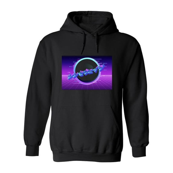 Synthwave And Japanese Text Hoodie Men -Image by Shutterstock, Male Medium