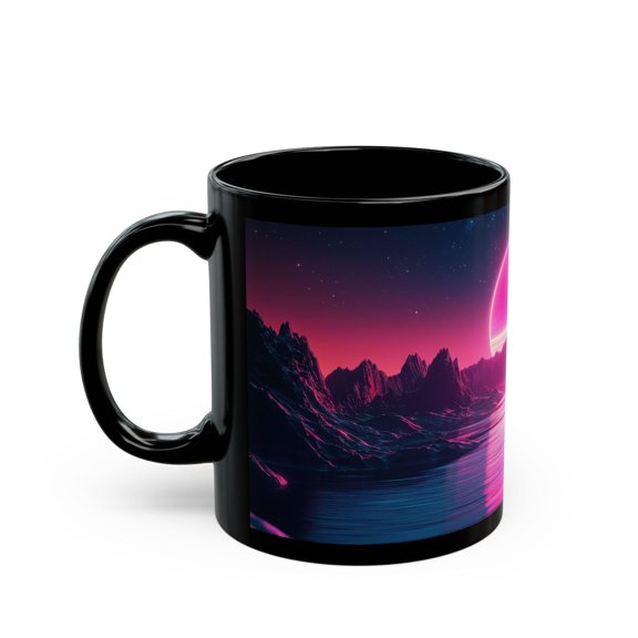 Synthwave Mug, Vaporwave Neon 80s Vibe Mug, Synthwave Planet Art Coffee Mug, Cool Sci Fi Cyber vibe Retro Sunset Cup, Synthwave Gifts, 11oz