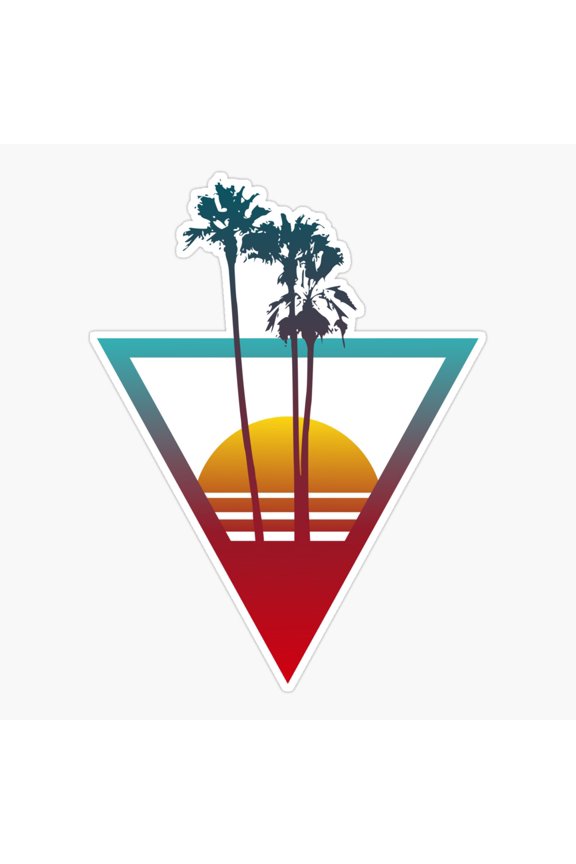 Synthwave Summer Sunset Art Vinyl Decal Sticker