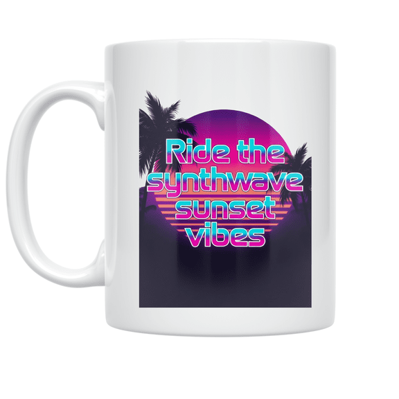 Synthwave Sunset Design - Retro-Future Aesthetic Enthusiast - 11 oz Ceramic Coffee Mug