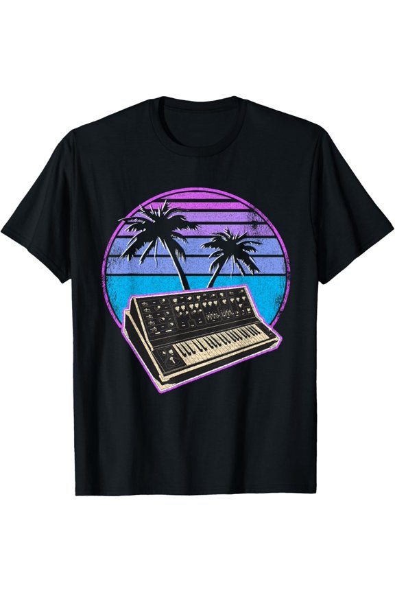 Synthwave Vintage Retrowave Pastel Goth Analog Synthesizer T-Shirt- Classic Oversized vintage tee Unisex 100% Cotton Crew Neck T-Shirt Breathable Casual Everyday Wear Affordable Graphic Soft Cheap t