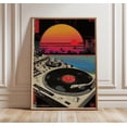 thumbnail image 1 of Synthwave Vinyl Sunset Poster, Unframed Paper Poster 8x10in, 1 of 4