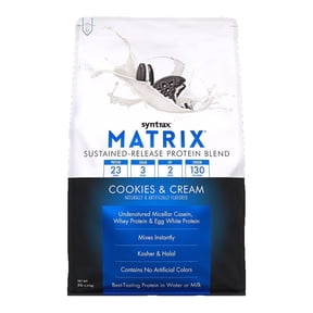Syntrax Matrix Cookies and Cream SustainedRelease Protein Powder Blend 5 lb with Real Cookie Pieces