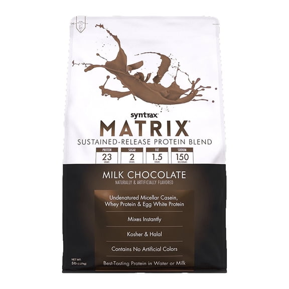 Syntrax Matrix Milk Chocolate SustainedRelease Protein Powder Blend 5 lb