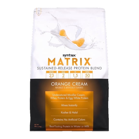 Syntrax Matrix Orange Cream Powerful Sustained-Release Protein Powder Blend 5 lbs