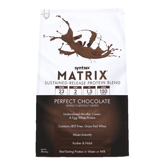 Syntrax Matrix, Perfect Chocolate 2 lbs. Sustained-Release Protein Powder Blend for a Rich Chocolate Flavor