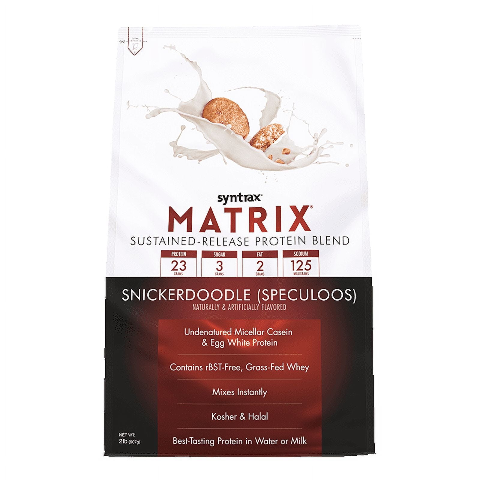 Syntrax Matrix Snickerdoodle Sustained‑Release Protein Powder Blend 2 lb with Real Cookie Pieces