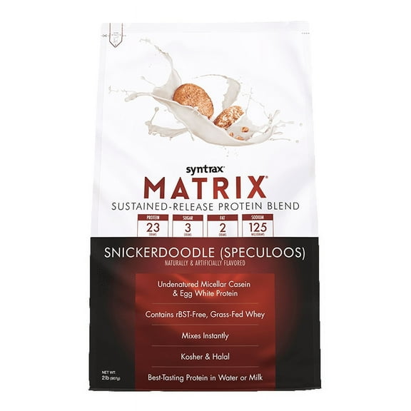 Syntrax Matrix, Snickerdoodle, 2 lbs - Powerful Sustained-Release Protein Powder Blend w/Real Cookie Pieces - 27 Servings