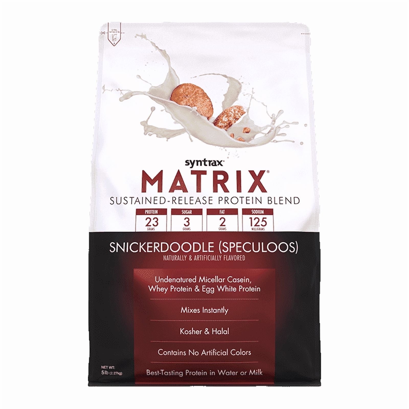 Syntrax Matrix Snickerdoodle Sustained‑Release Protein Powder Blend 5 lb with Real Cookie Pieces