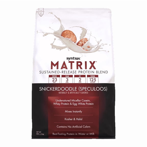 Syntrax Matrix Snickerdoodle SustainedRelease Protein Powder Blend 5 lb with Real Cookie Pieces