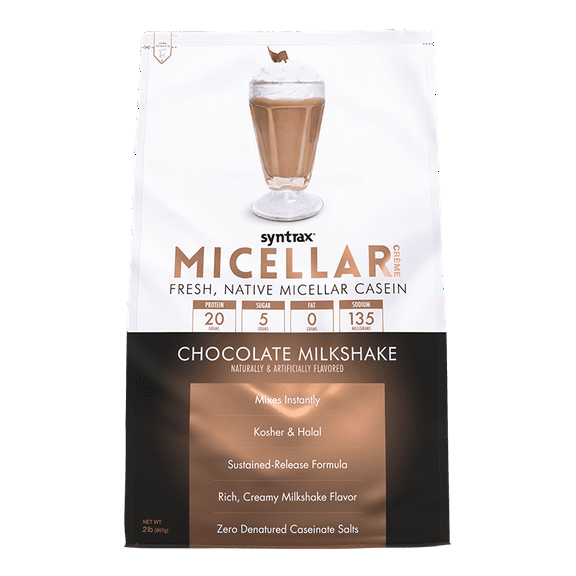 Syntrax Micellar Creme, Chocolate Milkshake, 2 lbs. Fresh Native Micellar Casein, for a Smooth & Creamy Flavor