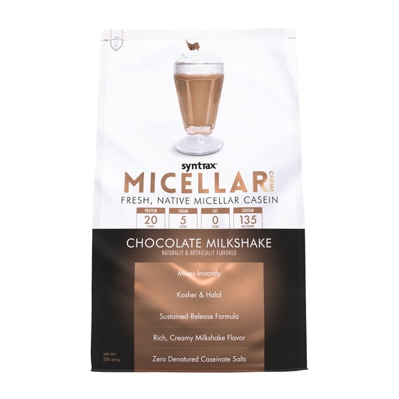 Syntrax Micellar Creme, Chocolate Milkshake, 2 lbs. Fresh Native Micellar Casein, for a Smooth & Creamy Flavor