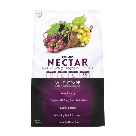 Syntrax Nectar, Wild Grape, 2 lbs. 100% Whey Protein Isolate, Refreshing Fruit Flavor
